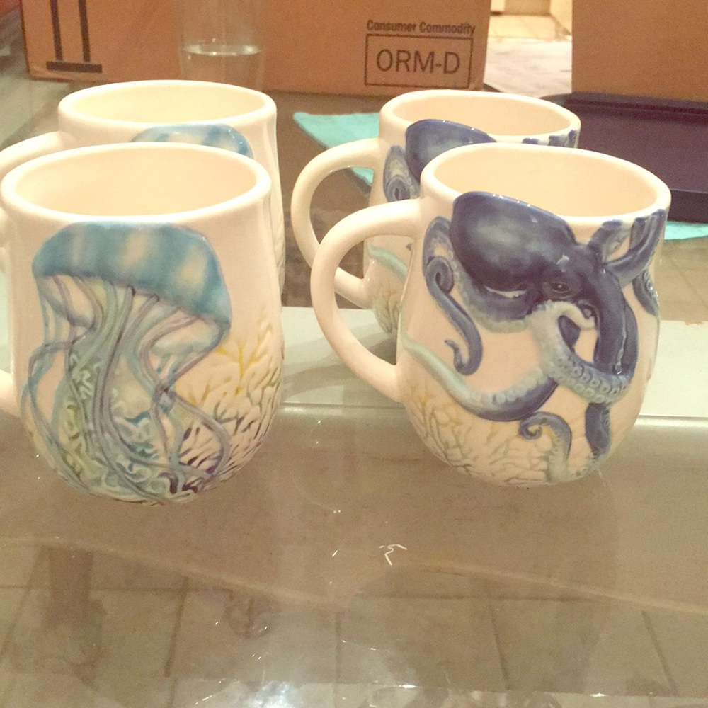 Set of 4 ocean coffee cups